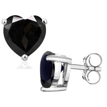 6MM Heart Cut Midnight Sapphire 2CTW Stud Earrings in Sterling Silver - $42.50