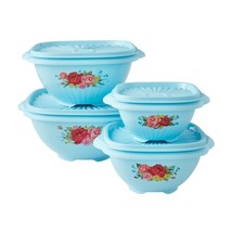 Pioneer Woman Sweet Rose Bowls 8-Pc Blue Floral Food Storage Containers ... - $399.34 MXN