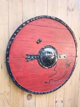 Viking Shield 24 Inch | Wolf Wooden Viking Cosplay Shield | Medieval Round - £99.44 GBP