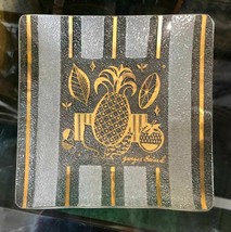 Georges Briard Gold Pineapple Glass Trinket Tray or Candy Dish 1950&#39;s Vintage pc - £15.73 GBP