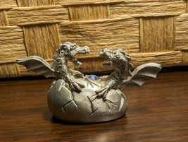 Spoontiques Pewter 1986 twin Dragons in Hatching Egg MR824 1.5”H x 3”/gl... - $8.00