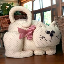 Handmade Large Stuffed Textile Cat Farmhouse Cottagecore Decor Vintage - £17.87 GBP