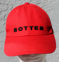 BOTTER Classic Red Baseball Cap Hat Black Logo 6 Panel Adjustable Back Cotton - £73.33 GBP