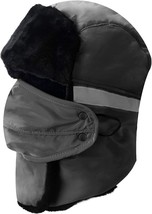 Trapper Hat Winter Warm Hunting Ski Hats Women Ushanka Cap with Mask Ear  (Grey) - £11.58 GBP