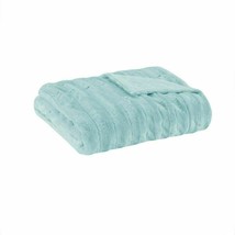 Madison Park  Duke Long Faux Fur Soft Blue Reversible 50&quot;X60&quot; Throw T410... - $38.60