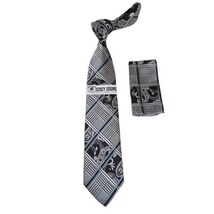 Men's Stacy Adams Tie and Hankie Set Fancy Woven Silky Satin #SAT57 Black image 2