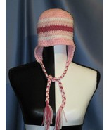 Striped Hat with Braided Tie Strings in Light Pinks (Toddler). - £11.79 GBP