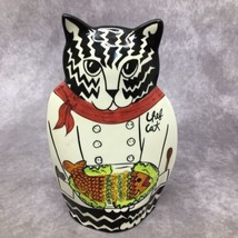 Cats By Nina Lyman Chef Cat Spoon Holder/Vase 2001- Some Crazing - £15.30 GBP