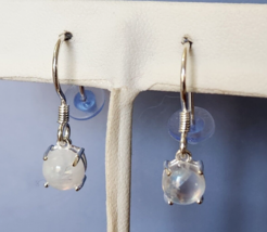 Natural Rainbow Moonstone Dangle Earrings Solid 925 Sterling Silver 2.50 ctw - £12.61 GBP