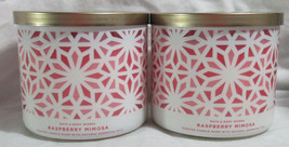 Bath &amp; Body Works 3-wick Scented Candle Lot Set Of 2 Raspberry Mimosa - £49.22 GBP