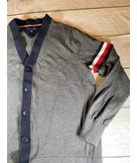 Tommy Hilfiger Sweater Mens L Cardigan Striped Button Up 100% Cotton - $20.00