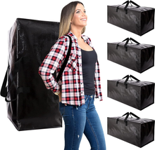 Heavy Duty Moving Bags, Extra Large Storage Totes W/Backpack Straps Strong Handl - £23.23 GBP