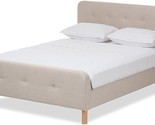 Baxton Studio Rene Mid-Century Fabric Upholstered Size Platform Bed, Ful... - $570.99