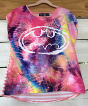 Batman Tween Girl&#39;s L (10-12) Pink Tie-die style Abstract Logo shirt knit top - £7.69 GBP