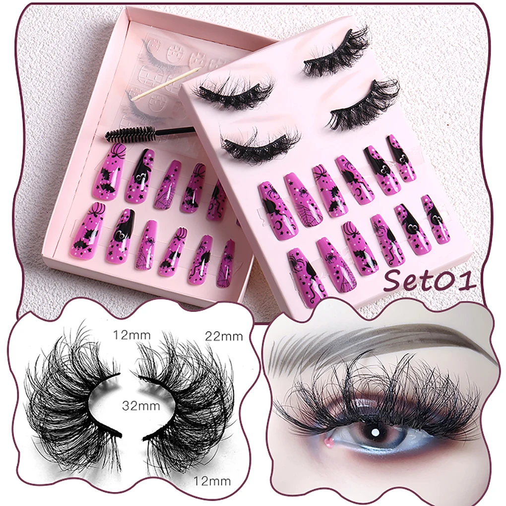  Fake Mink False Eyelashes Wispy Nail Art Eyelash Extension Supplies Set... - £29.82 GBP