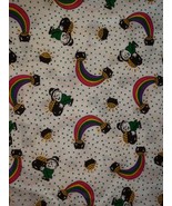 Cute Vintage St. Patrick’s Day Pot Of Gold Rainbow Leprechaun Fabric 52&quot;... - £7.77 GBP