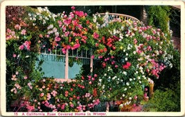 Vtg Postcard A California Rose Covered Home In Winter Kashower Pub UNP - £10.90 GBP