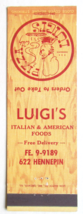 Luigi&#39;s - Minneapolis, Minnesota Pizza Italian Restaurant 20FS Matchbook Cover - £1.37 GBP