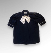 Vintage Nautical Bow Sailor Preppy Office Work Blouse Josephine Petites Size 6 - £18.78 GBP