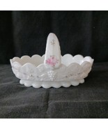 Westmoreland Milk Glass Paneled Grape Open Handled Basket Floral Handpai... - $27.35 CAD
