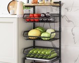 Fruit Basket: Covaodq 4-Tier Adjustable Rolling Pantry Utility Kitchen C... - £46.95 GBP