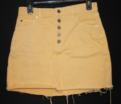 Gap Women&#39;s Mustard Yellow Denim Jean Skirt Short Button Fly Sz 26 (28&quot; ... - $18.00