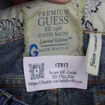 Premium Guess Pants Womens 32 Blue Hand Made Low Rise Distressed Boot Cut Jeans - £20.51 GBP