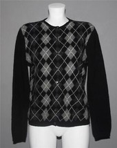 VTG Ralph Lauren Black Grey White Lambswool Argyle Button Sweater Cardig... - £35.96 GBP