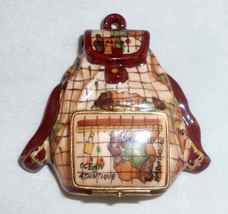 Limoges France ROCHARD Hand Painted Small Trinket Box Backpack World Map - $137.00