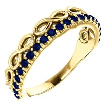 Authenticity Guarantee 
14k Yellow Gold Blue Sapphire Stackable Infinity Ring... - £948.47 GBP