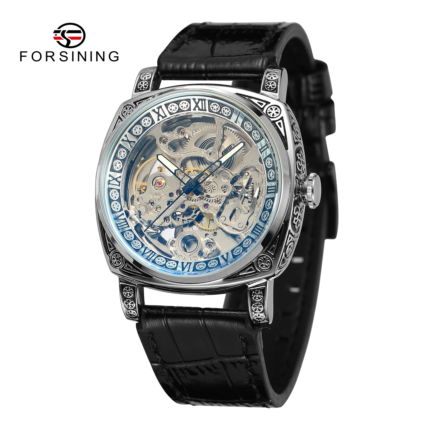 Forsining  Mechanical Male Wristwatch Skeleton Flywheel  Out Tourbillon Leather  - £110.48 GBP