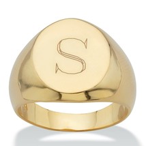 Mens 14K Gold Over Sterling Oval Personalized Initial Ring Size 8 9 10 11 12 13 - £96.43 GBP