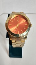 Women&#39;s CC Orange and Gold Tone Watch - New Battery - £12.50 GBP