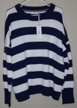 Vineyard Vines Striped Open Knit Crew Sweater Deep Bay Long Sleeve Women&#39;s XL - £23.42 GBP