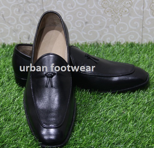 New Mens Formal Shoes Handmade Black Leather Slip-On Moccasins Tassels Boots