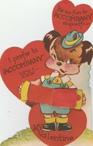 Vintage Valentine Card Dressed Dog Honeycomb Accordion Almost 9&quot; High - £11.68 GBP