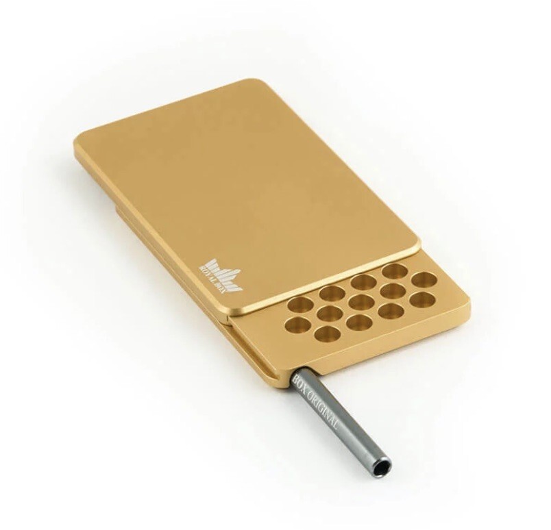 45 Compartment Gold Golf Royal Box Storage Device w/ Built In 3” Metal Straw Item image 3