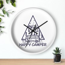 Happy Camper Triangle Wall Clock - Forest Mountain Starry Sky Camper Van... - $44.29