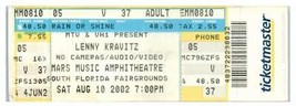 Lenny Kravitz Concert Ticket Stub August 10 2002 Ouest Palmier Plage Flo... - £27.65 GBP