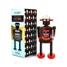 M-65 ROBOT 5&quot; Saint John Wind Up Tin Toy Collectible Retro Outer Space S... - £21.35 GBP