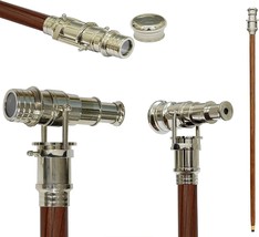 Brass Walking Stick Vintage Handle Victorian Telescope Head Foldable Steampunk A - £35.52 GBP