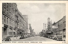 Green Bay Wisconsin Washington Street Old Cars Theater Lounge Postcard X6 - £11.68 GBP