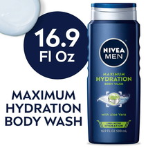 New Men&#39;s Nivea Maximum Hydration Body Wash with Aloe Vera, (16.9oz) - £9.28 GBP