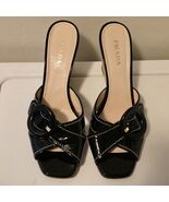 PRADA Italy Black Patent Leather Wedge Platform Slides Size 41 / US 11 - $110.80