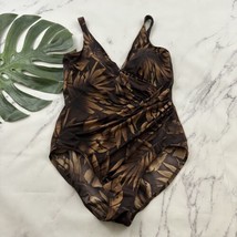 Miraclesuit Womens Vintage One Piece Swimsuit Size 18 Brown Tropical Print - £28.23 GBP