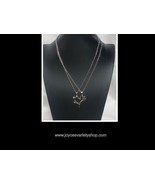 Two Halves One Heart Necklace Abstract Silver Plated With Black Accents ... - $10.99