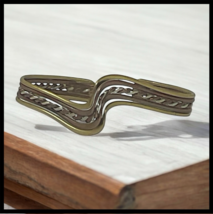 Vintage 5 Band Mixed Metal Wave Cuff Bracelet Copper Brass Silver Wavy Bracelet image 10
