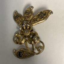 Vtg Sterling Silver Vermeil Pin Floral Leaves &amp; Flower 2” L 9.3g FREE  SHIPPING - £23.29 GBP