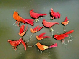 Vintage Set of 11 Various Red Cardinal Ornament Decor 1 Clip-On &amp; 10 Wir... - £15.53 GBP