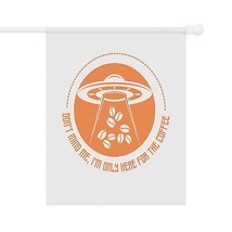 ufo steals coffee beans funny spaceship Garden &amp; House Banner alien humor - £12.53 GBP+